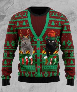 Cat Pocket Xmas Christmas Wool Sweater