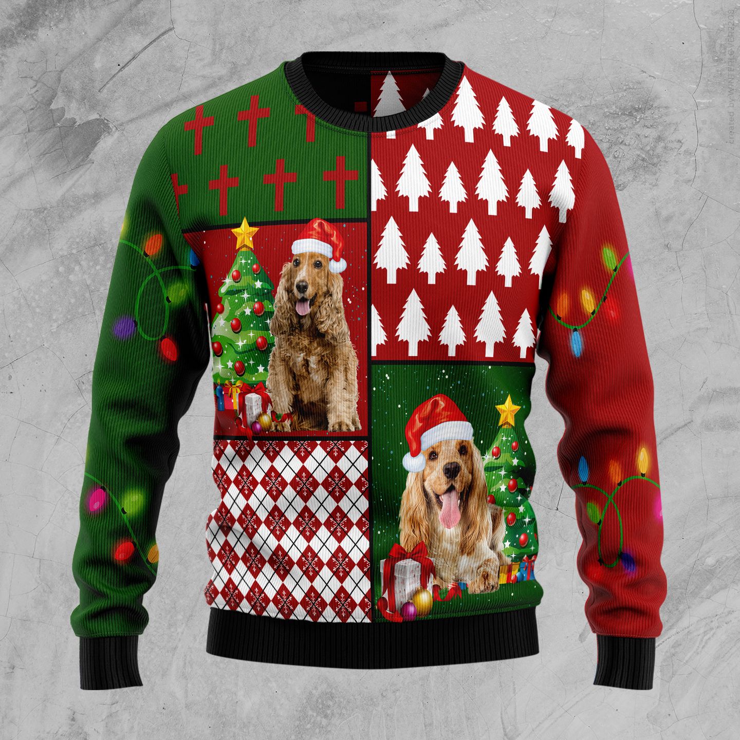 Cocker Spaniel Hohoho Christmas Wool Sweater - RobinPlaceFabrics