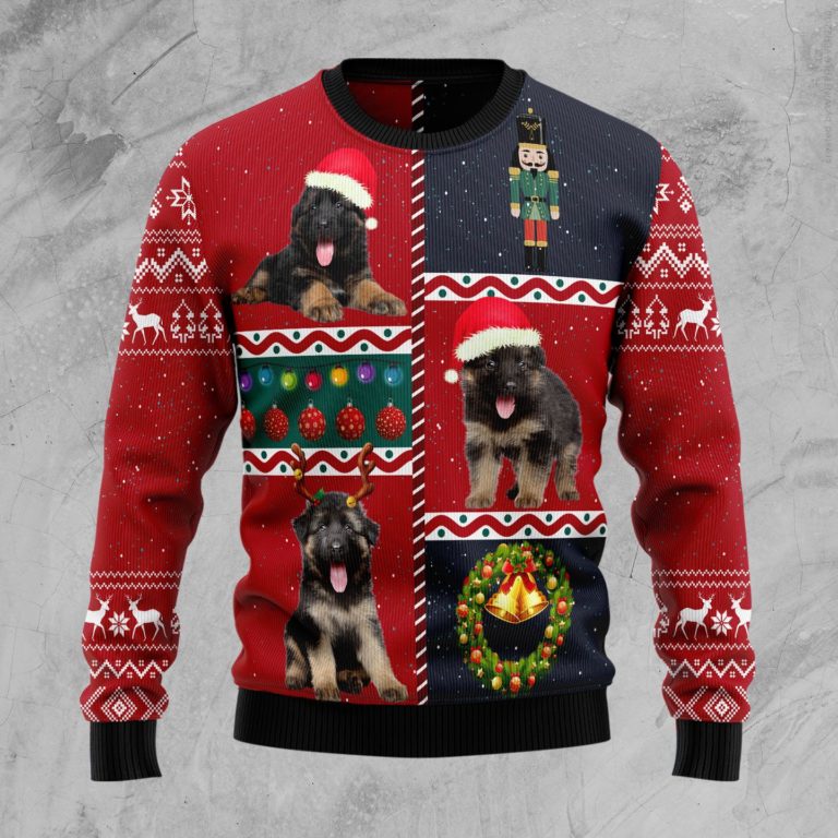German Shepherd Vintage Christmas Wool Sweater