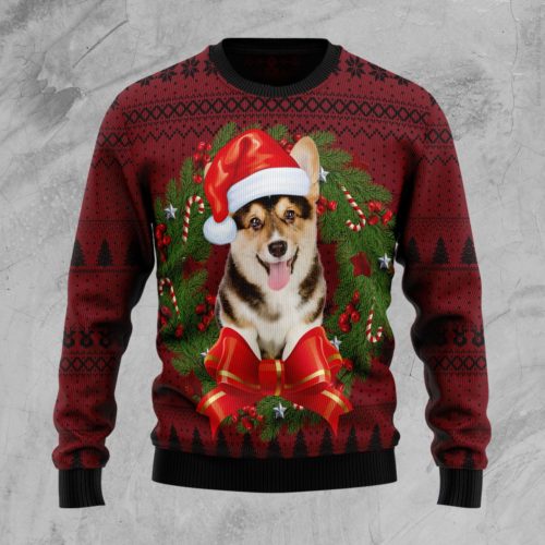 Corgi Wreath Christmas Wool Sweater | RobinPlaceFabrics | Reviews on ...