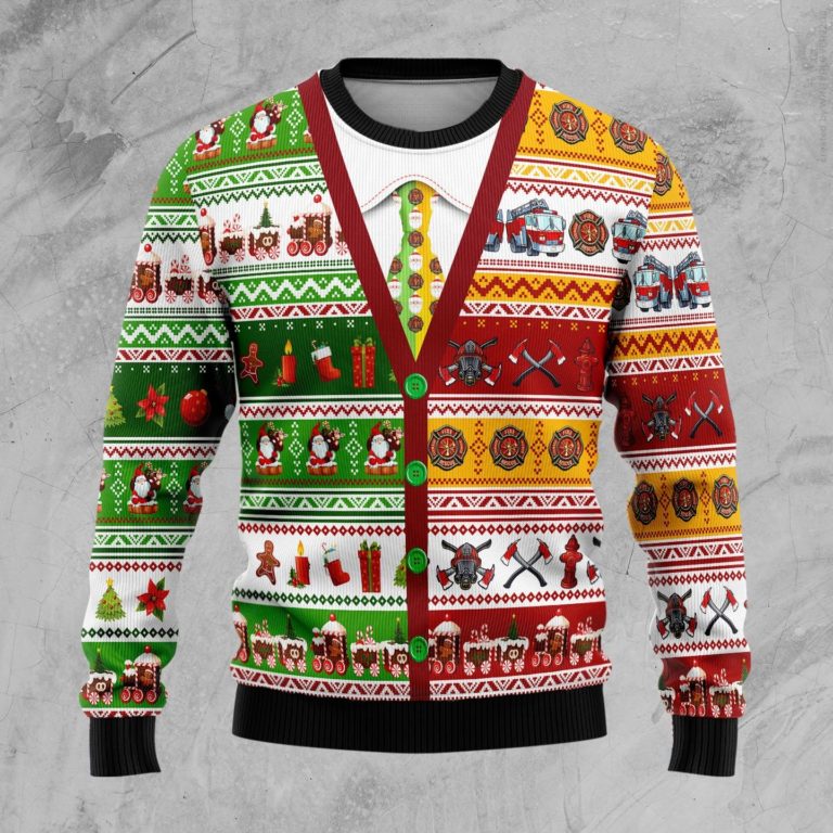 Firefighter Xmas Christmas Wool Sweater
