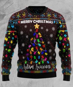 Christmas Tree Autism Awareness Christmas Wool Sweater