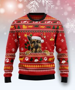 German Shepherd Waiting For Christmas Christmas Wool Sweater