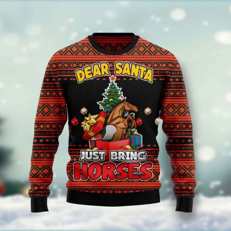 Dear Santa Just Bring Horses Christmas Wool Sweater