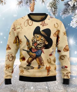 Cowboy Tiger Christmas Wool Sweater