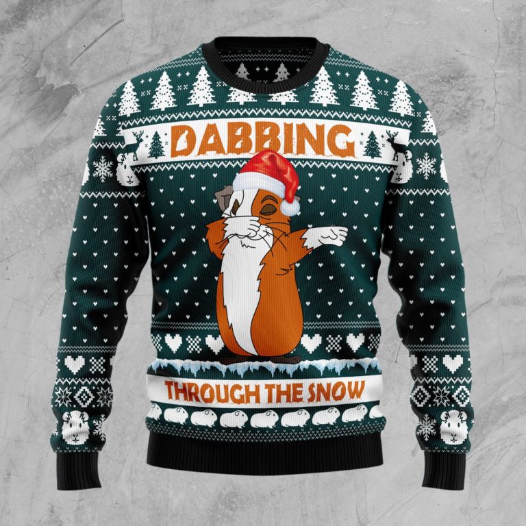 Dabbing Through The Snow Guinea Pig Christmas Wool Sweater