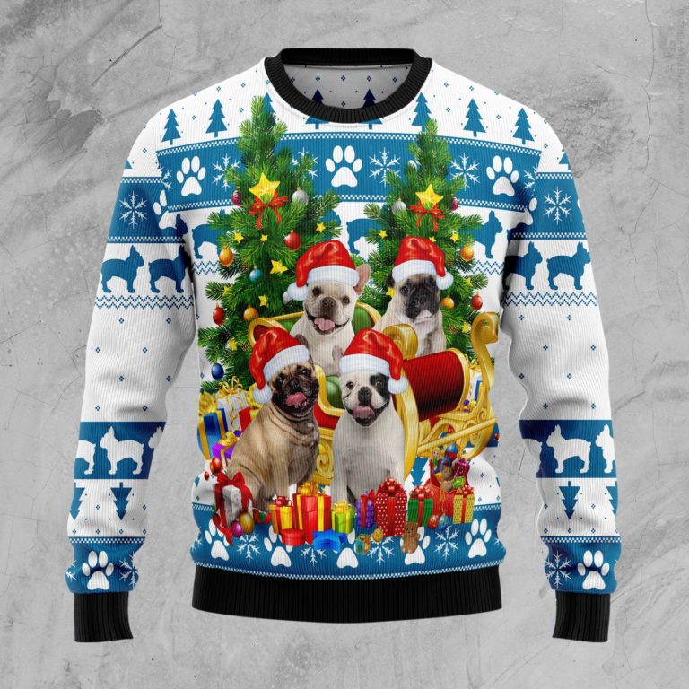 French Bulldog Greeting Christmas Wool Sweater