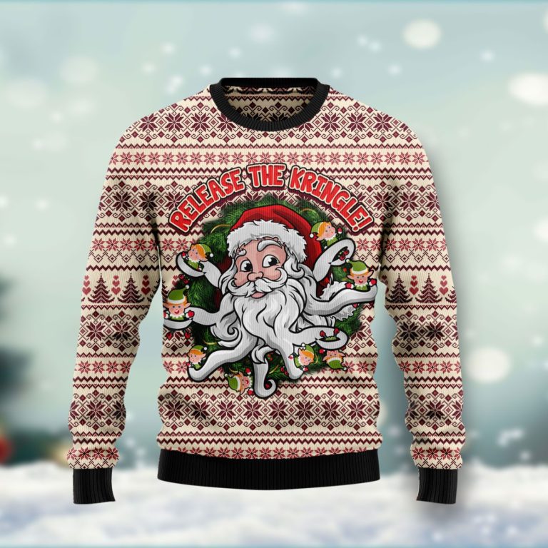 Funny Santa Claus Release the Kringle Christmas Wool Sweater