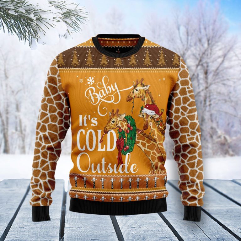 Giraffe Baby It?s Cold Outside Christmas Wool Sweater