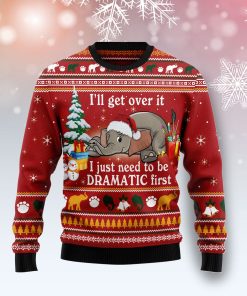 Elephant I ?ll Get Over It Christmas Wool Sweater Elephant I ?ll Get Over It Christmas Wool Sweater