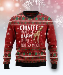 Giraffe Makes Me Happy Christmas Wool Sweater