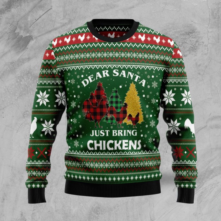 Dear Santa Just Bring Chickens Christmas Wool Sweater