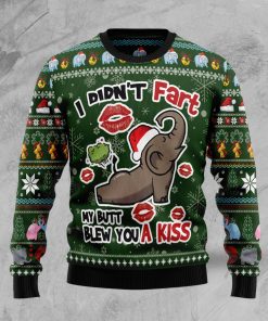 Elephant I didn’t fart my butt blew you a kiss Christmas Wool Sweater