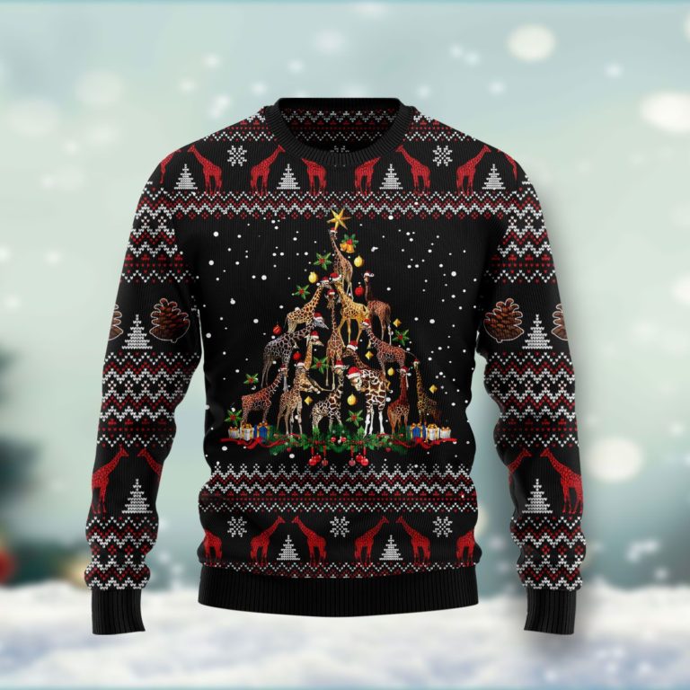 Giraffe Christmas Tree Christmas Wool Sweater