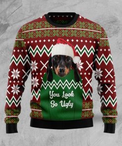Dachshund You Look So Ugly Christmas Wool Sweater