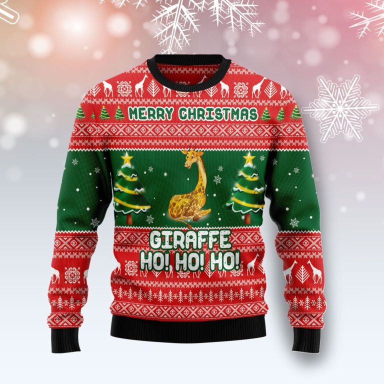 Giraffe Ho Ho Ho Christmas Wool Sweater