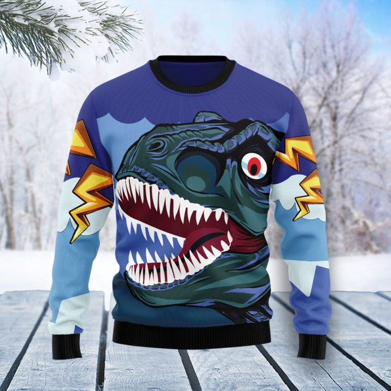 Dinosaur Face Christmas Wool Sweater