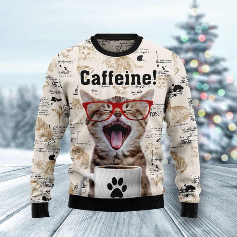 Cat Caffeine Christmas Wool Sweater