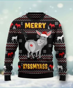 Donkeys Merry Kissmyass Christmas Wool Sweater
