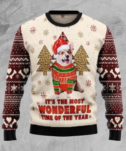 Corgi The Most Beautiful Time Christmas Wool Sweater