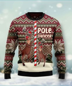 Funny Pole Dancer Reindeer Christmas Wool Sweater Funny Pole Dancer Reindeer Christmas Wool Sweater