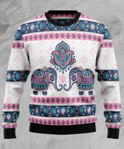 Elephant Mandala Christmas Wool Sweater