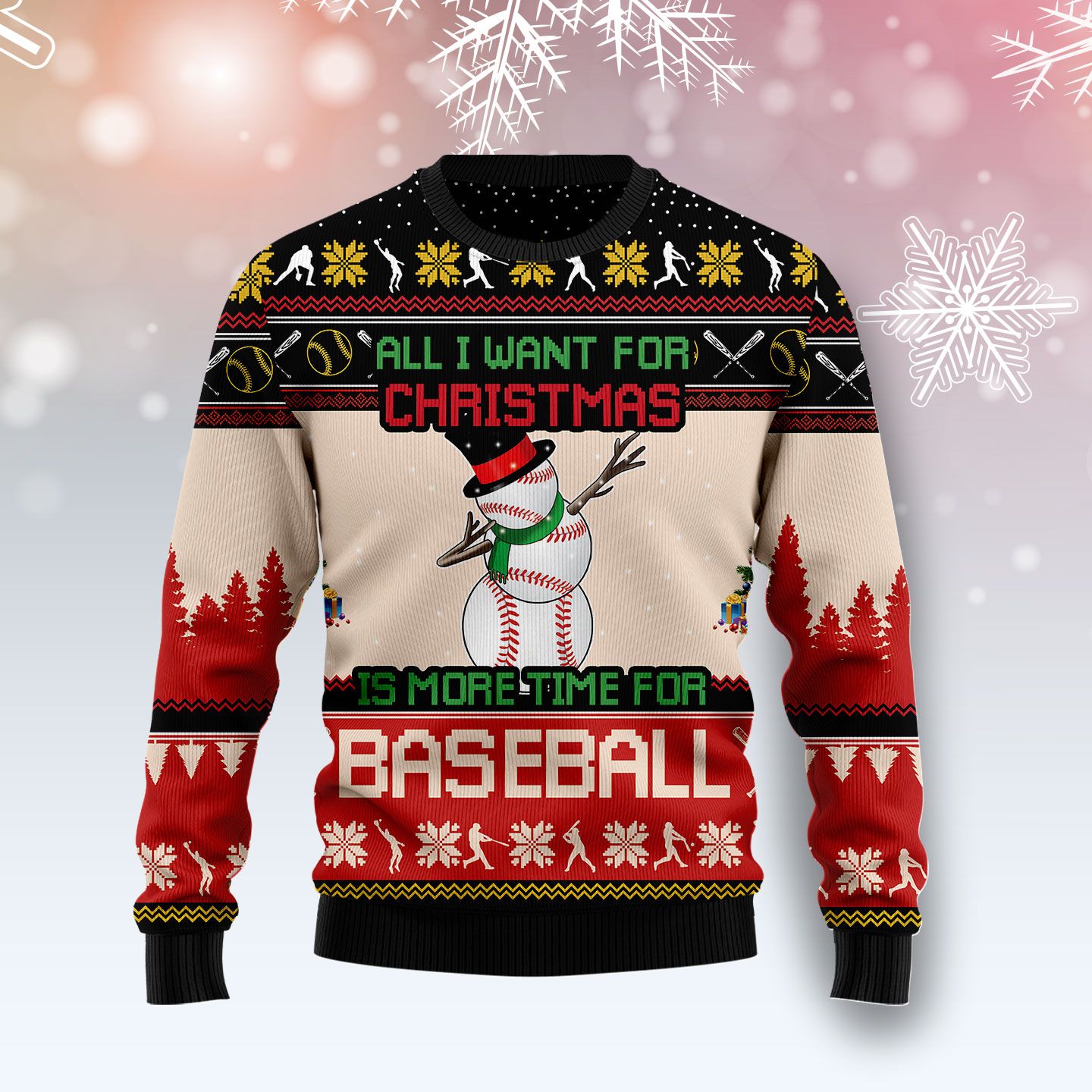Christmas Time For Baseball Christmas Wool Sweater - RobinPlaceFabrics