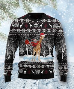 Giraffe and Santa Christmas Wool Sweater