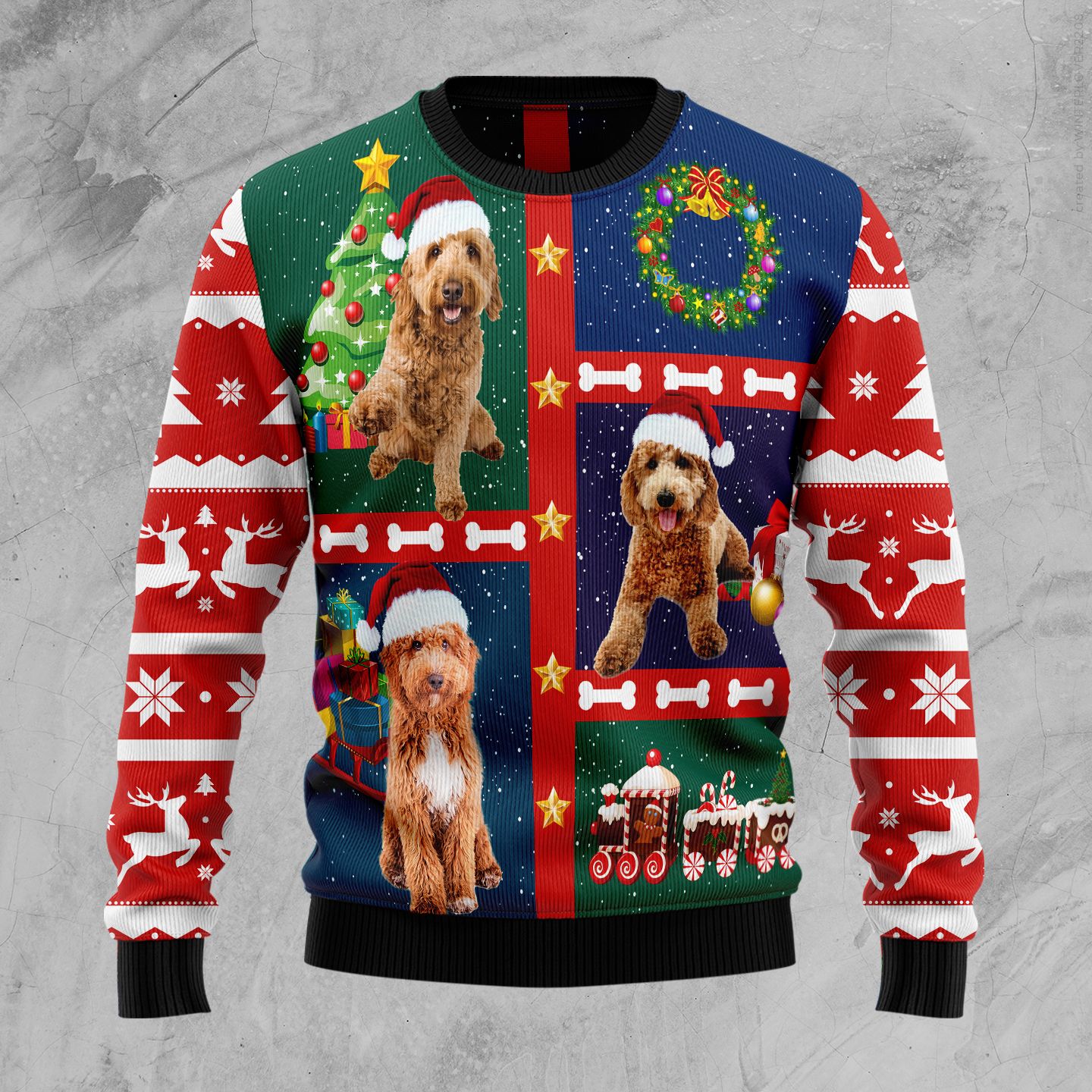 Cute Goldendoodle Christmas Wool Sweater - RobinPlaceFabrics