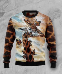Giraffe Butterfly Christmas Wool Sweater Giraffe Butterfly Christmas Wool Sweater
