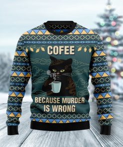 Coffee Cat Christmas Wool Sweater