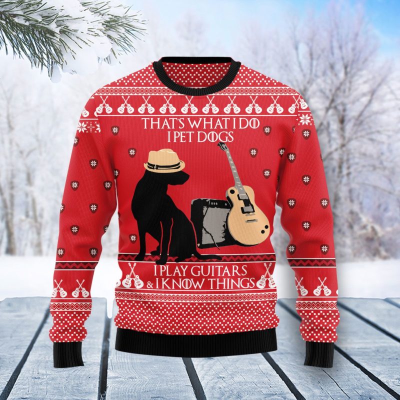 Dog Guitar Christmas Christmas Wool Sweater