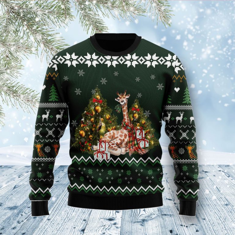 Giraffe Holiday Christmas Wool Sweater
