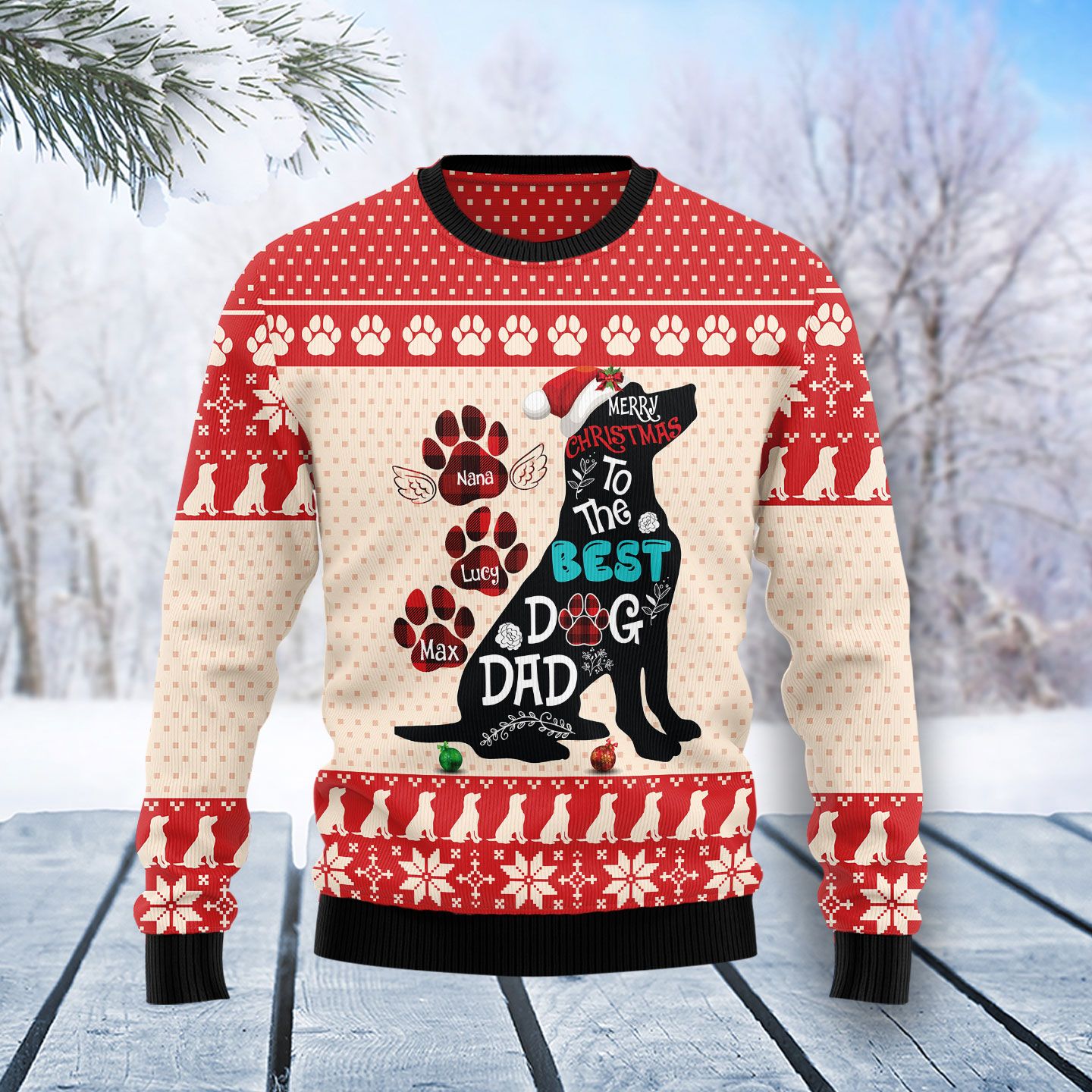 Dog Dad Christmas Christmas Wool Sweater - RobinPlaceFabrics