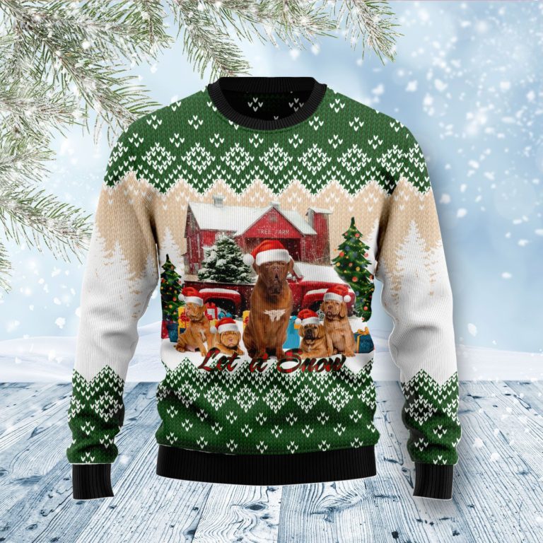 Dogue-de Bordeaux Let It Snow Christmas Wool Sweater