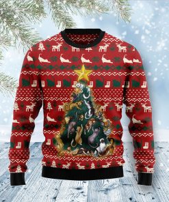 Cat Naughty Pine Christmas Wool Sweater