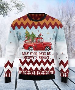 Cat Red Truck Christmas Wool Sweater