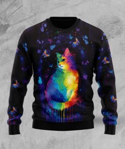 Cat Colorful Christmas Wool Sweater