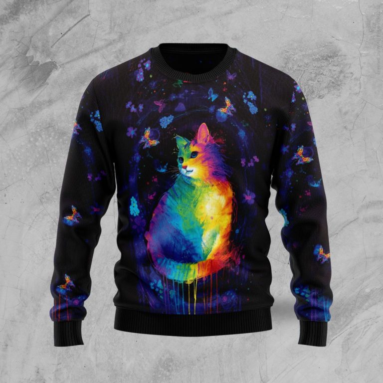 Cat Colorful Christmas Wool Sweater