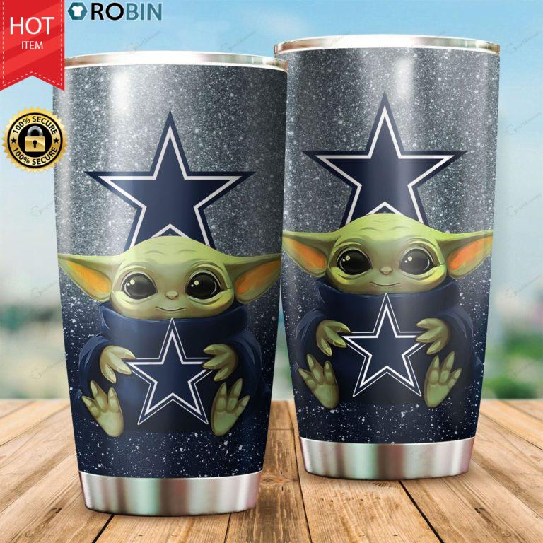 Baby Yoda Hug Dallas Cowboys 20oz Tumbler