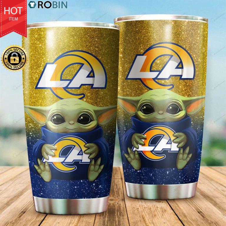Baby Yoda Hug Los Angeles Rams  20oz Tumbler