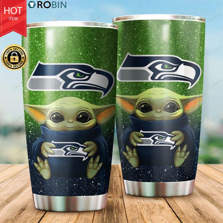 Baby Yoda Hug Seattle Seahawks 20oz Tumbler