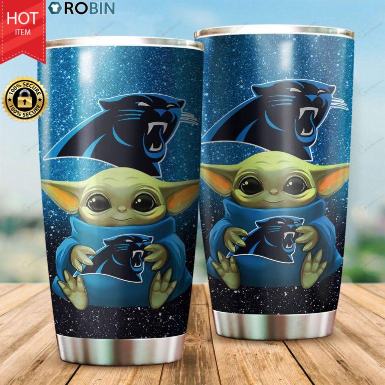 Baby Yoda Hug Carolina Panthers 20oz Tumbler