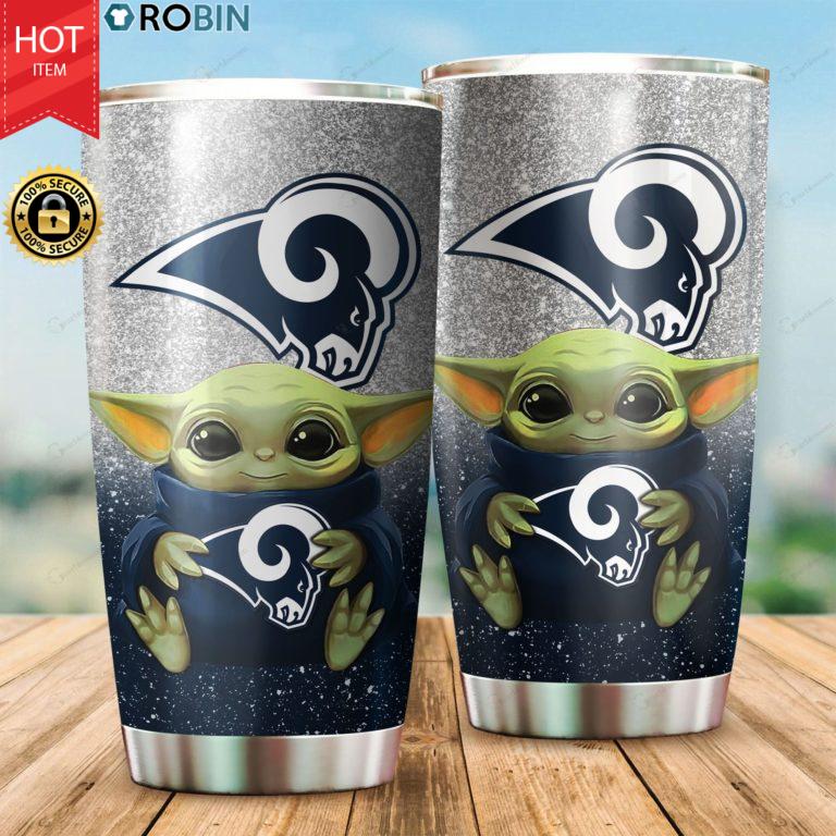 Baby Yoda Hug Los Angeles Rams 20oz Tumbler