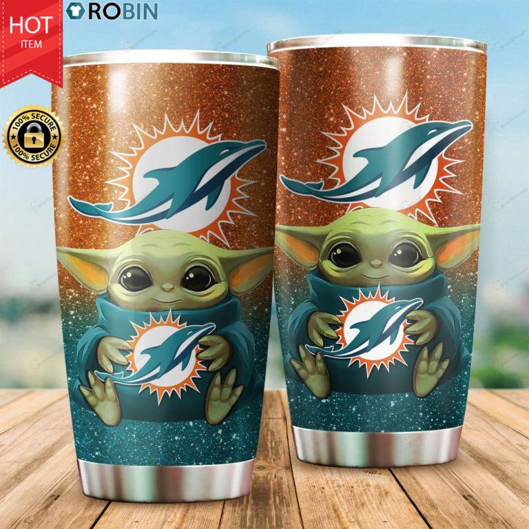 Baby Yoda Hug Miami Dolphins 20oz Tumbler