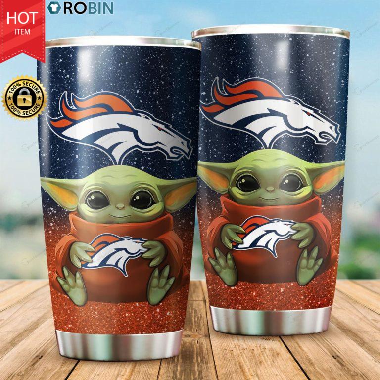 Baby Yoda Hug Denver Broncos 20oz Tumbler