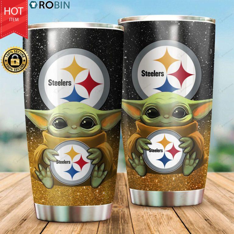 Baby Yoda Hug Pittsburgh Steelers 20oz Tumbler