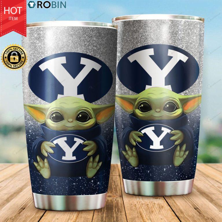 Baby Yoda Hug BYU Cougars 20oz Tumbler