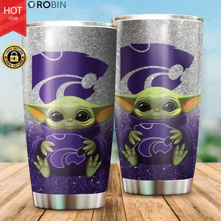 Baby Yoda Hug Kansas State Wildcats 20oz Tumbler