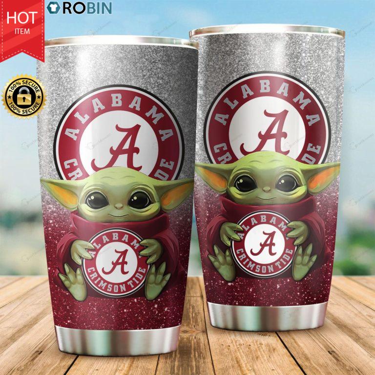 Baby Yoda Hug Alabama Crimson Tide 20oz Tumbler